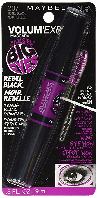 MAYBELLINE The Falsies Big Eyes Washable Mascara, Rebel Black 207